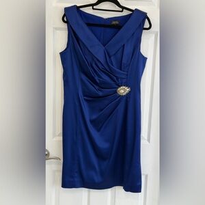 Tahari Royal Blue Midi Dress with Embellishment